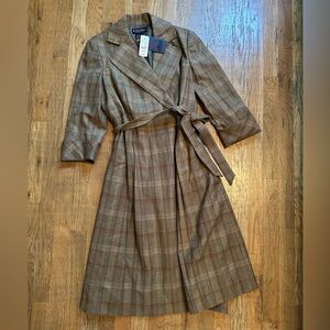 Brooks Brothers Brown Plaid Long Sleeve Shirt Dress